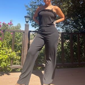 Black furry jumpsuit